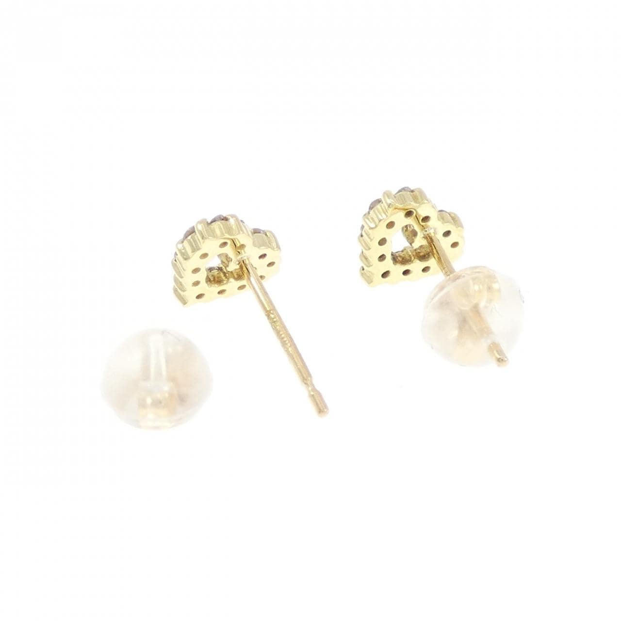 K18YG ハート ダイヤモンド ピアス 0.16CT