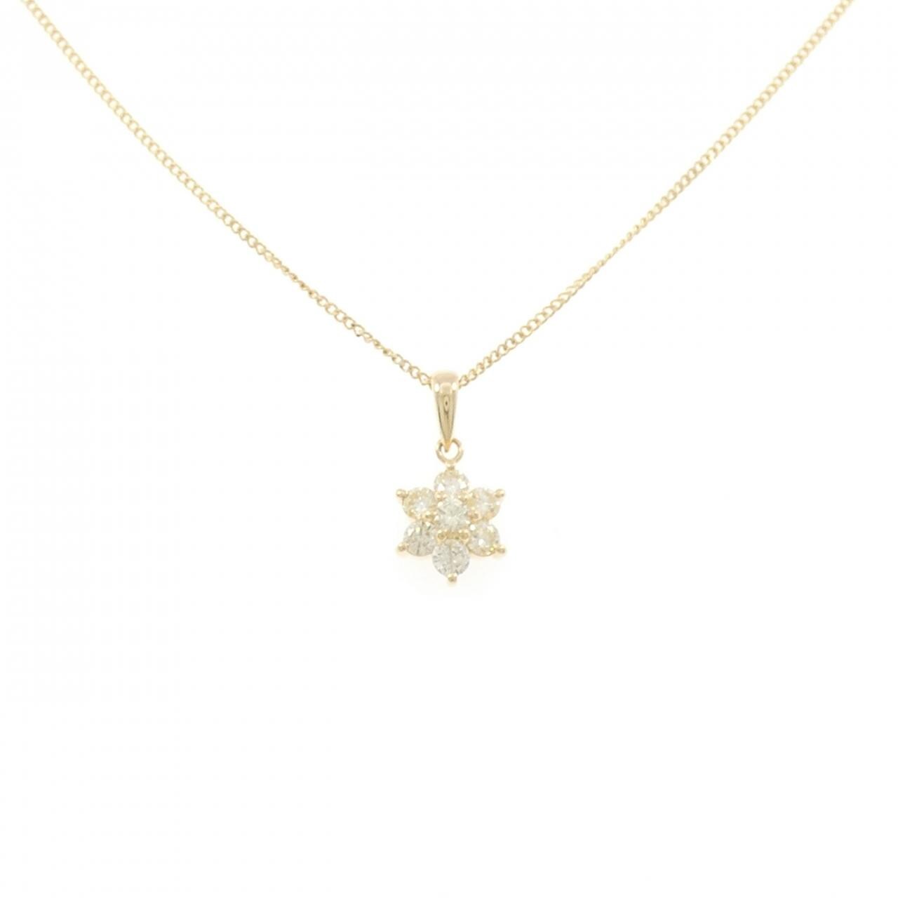 K18YG フラワー ダイヤモンド ネックレス