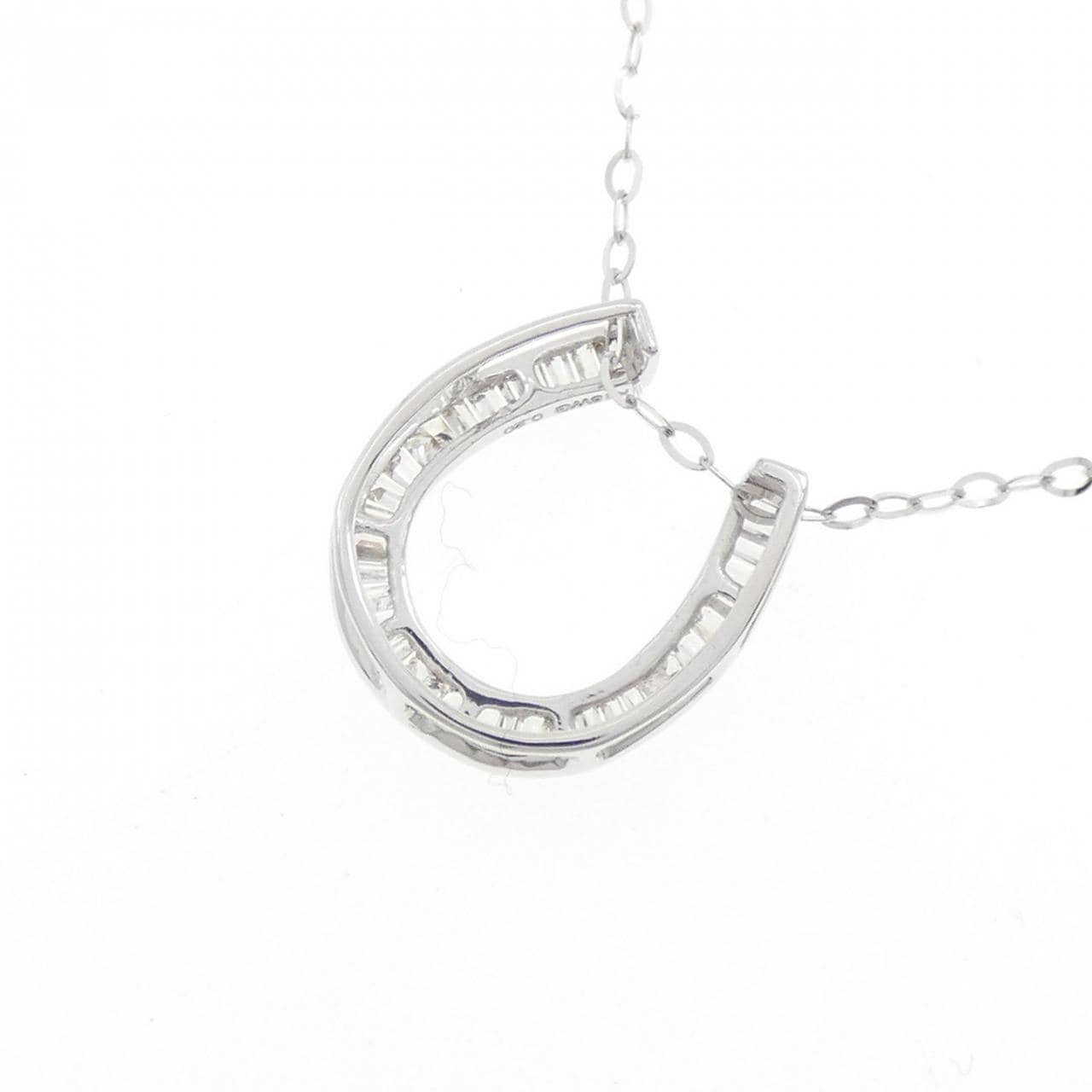 K18WG ホースシュー ダイヤモンド ネックレス 0.20CT