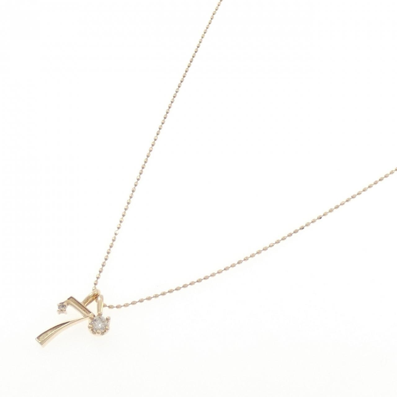 K10YG 2WAY ナンバー7 ダイヤモンド ネックレス 0.10CT