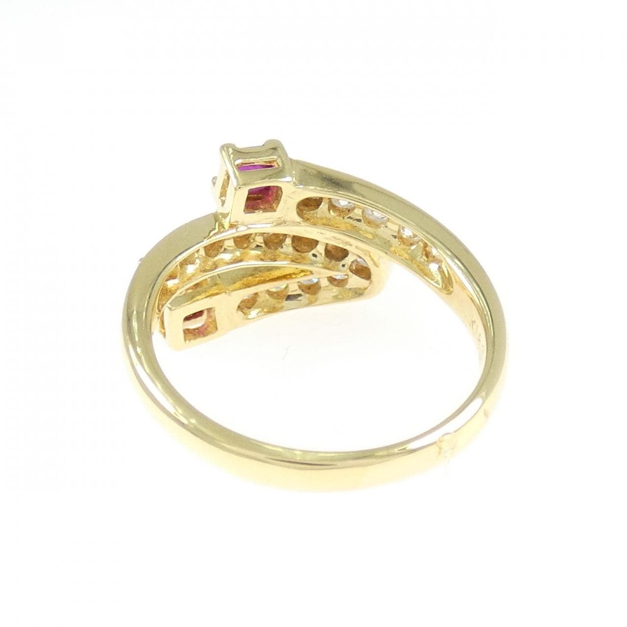 K18YG ルビー リング 0.35CT