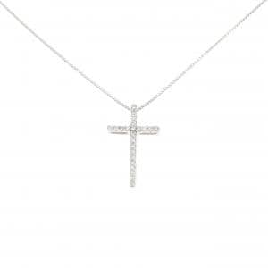 K18WG クロス ダイヤモンド ネックレス 0.15CT
