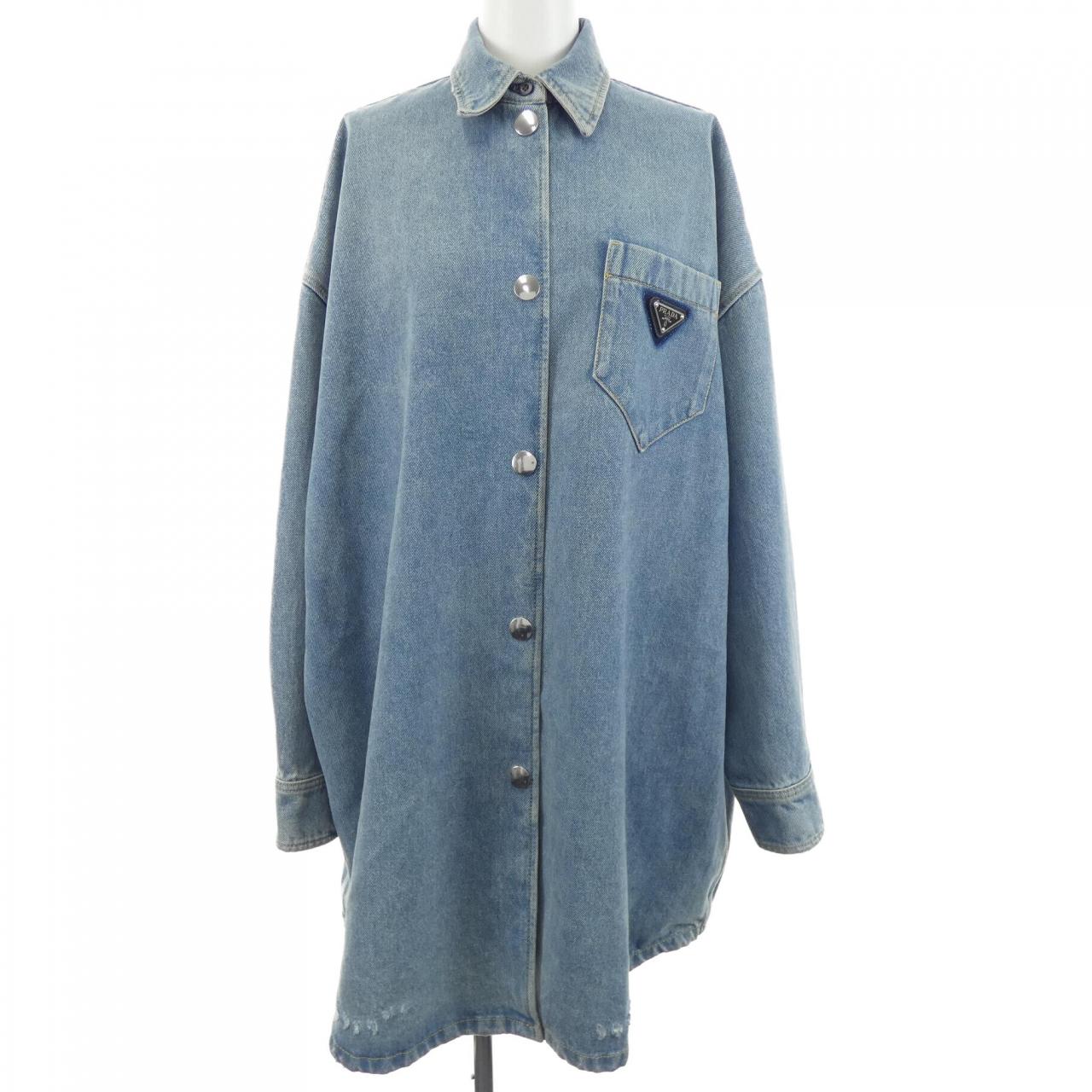 プラダ PRADA トライアングルロゴ オーバーサイズ オーガニックデニムシャツ GFC036 S212 1ZAB シャツ