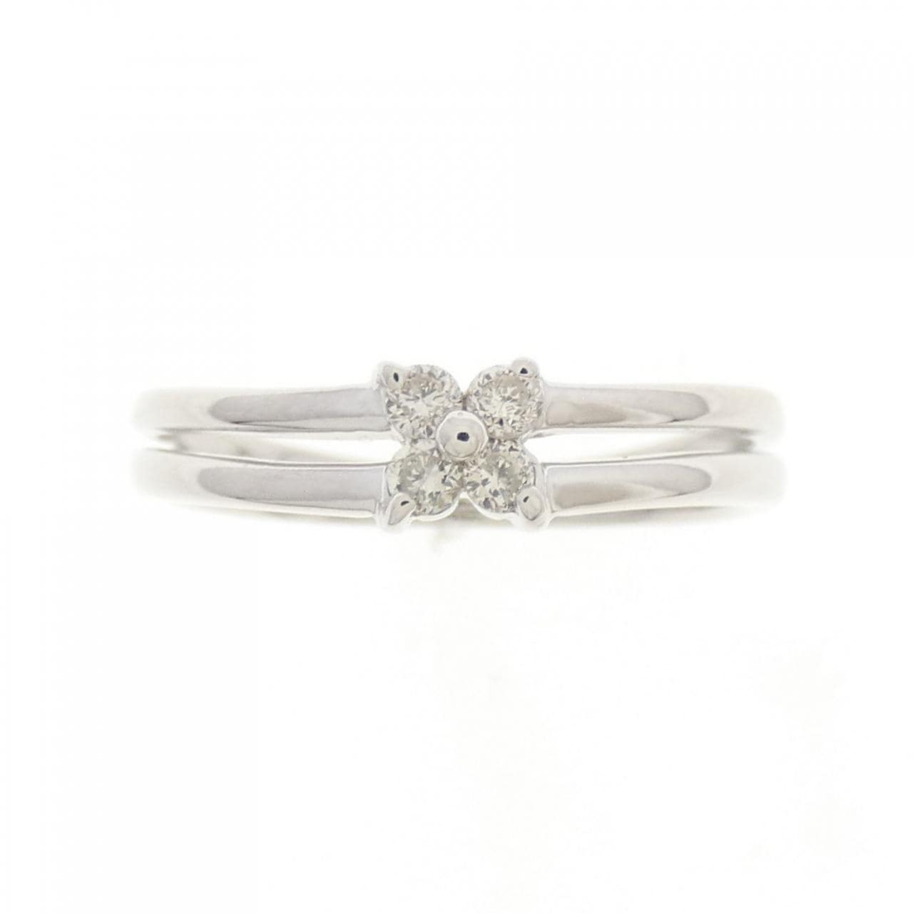 K18WG フラワー ダイヤモンド リング 0.08CT