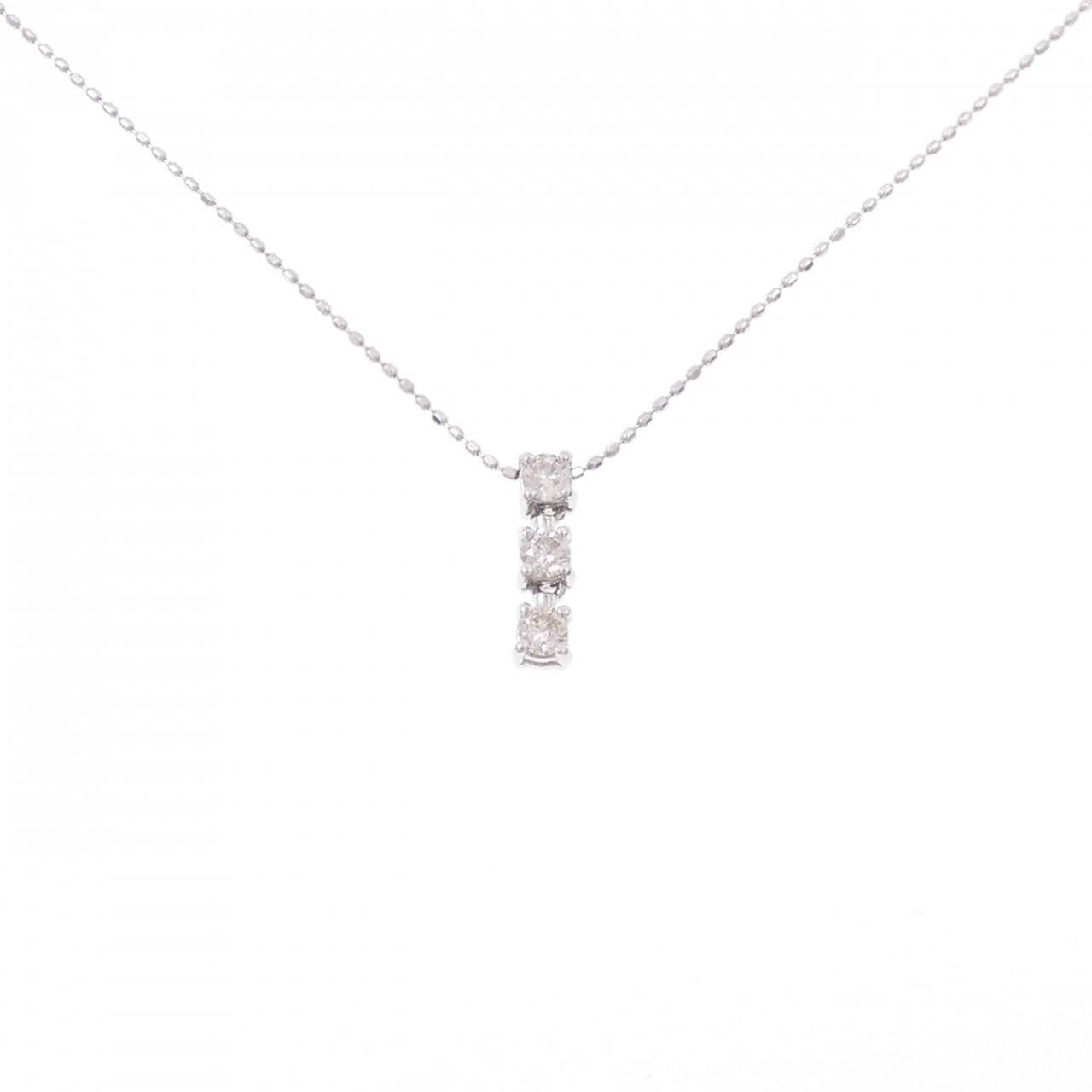 K18WG 三石鑽石項鍊 0.25CT