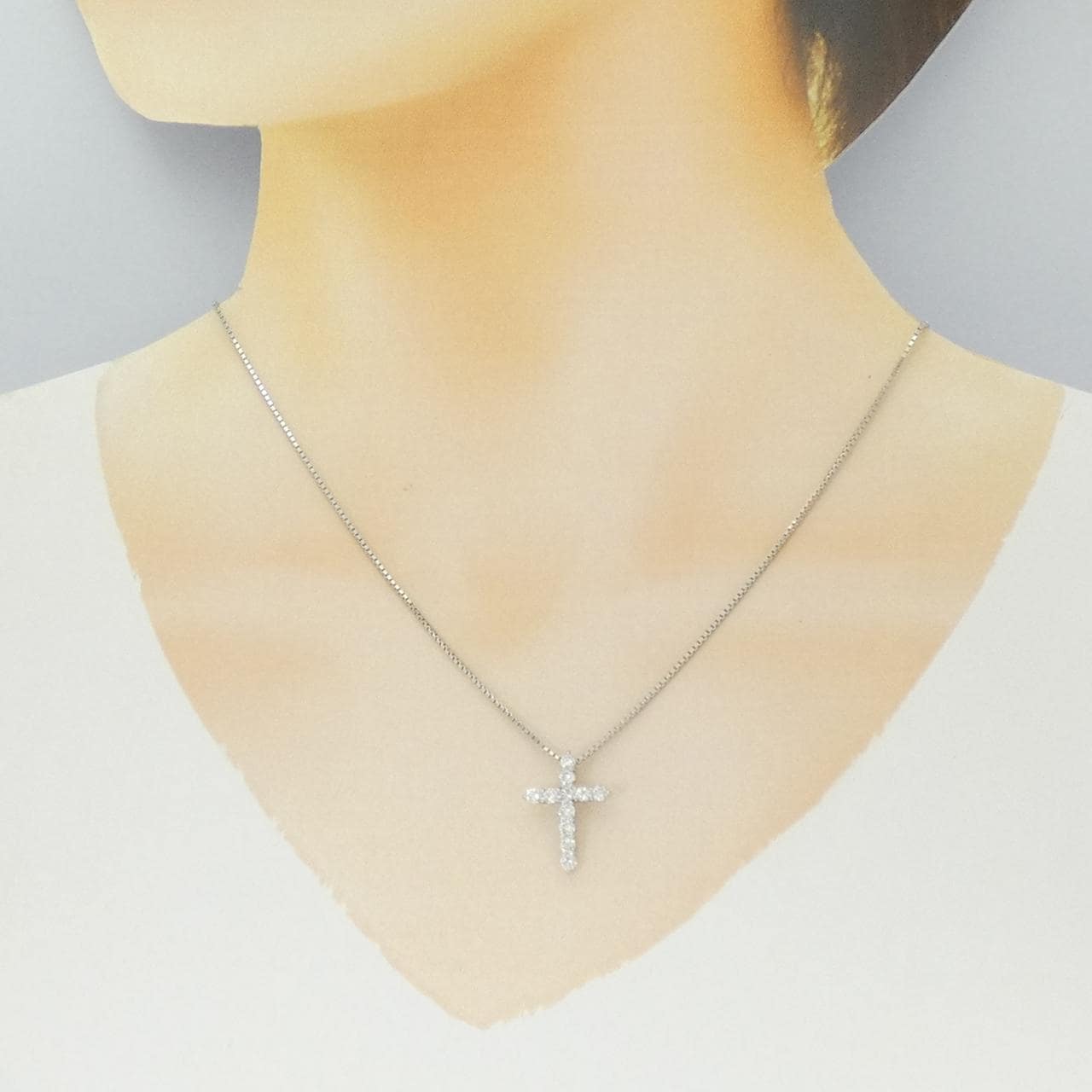 PT900/PT850 クロス ダイヤモンド ネックレス 0.68CT