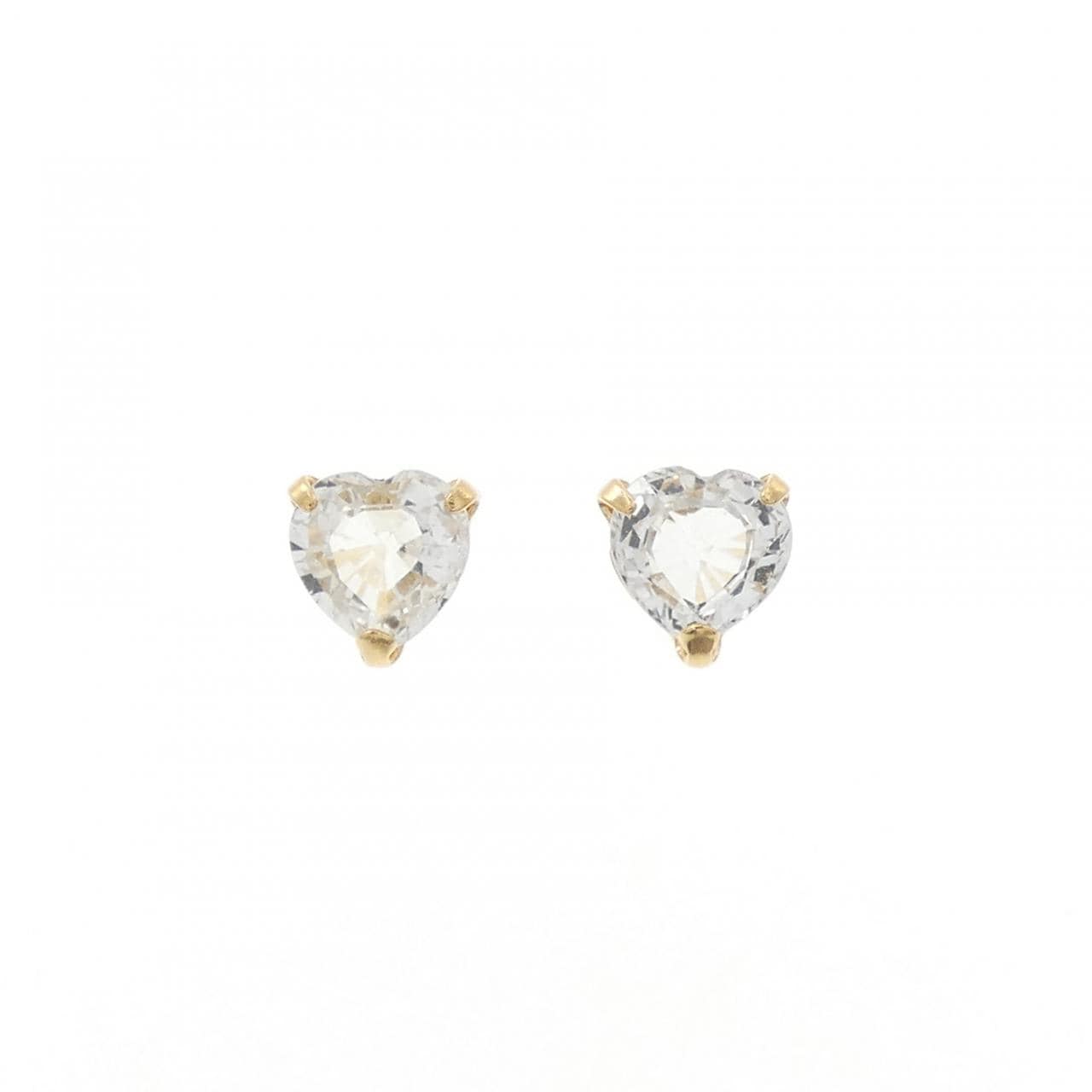 【新品】K18YG ハート ホワイトサファイヤ ピアス 0.60CT