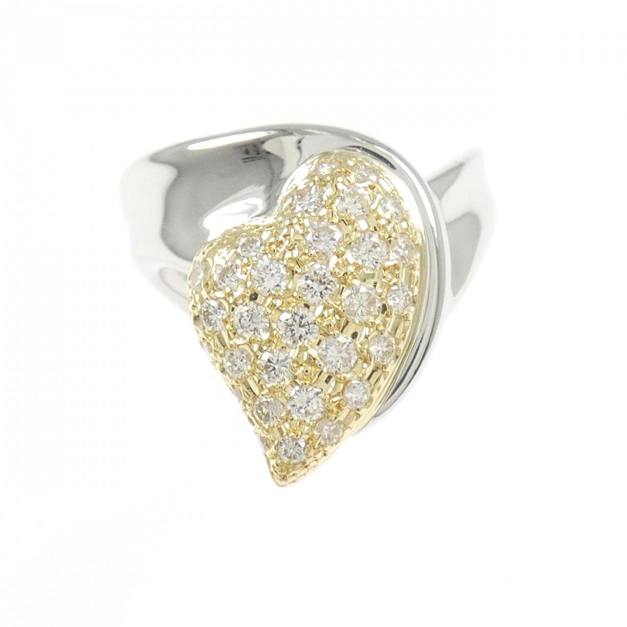 PT900/K18YG鑽石戒指，0.67克拉