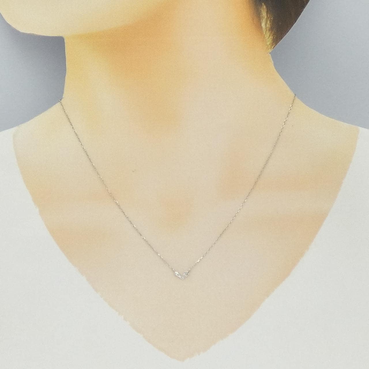 K10WG ハート ダイヤモンド ネックレス 0.02CT