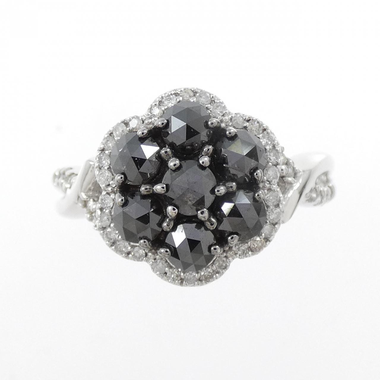 K14WG/K14BG Flower Diamond Ring 0.94CT