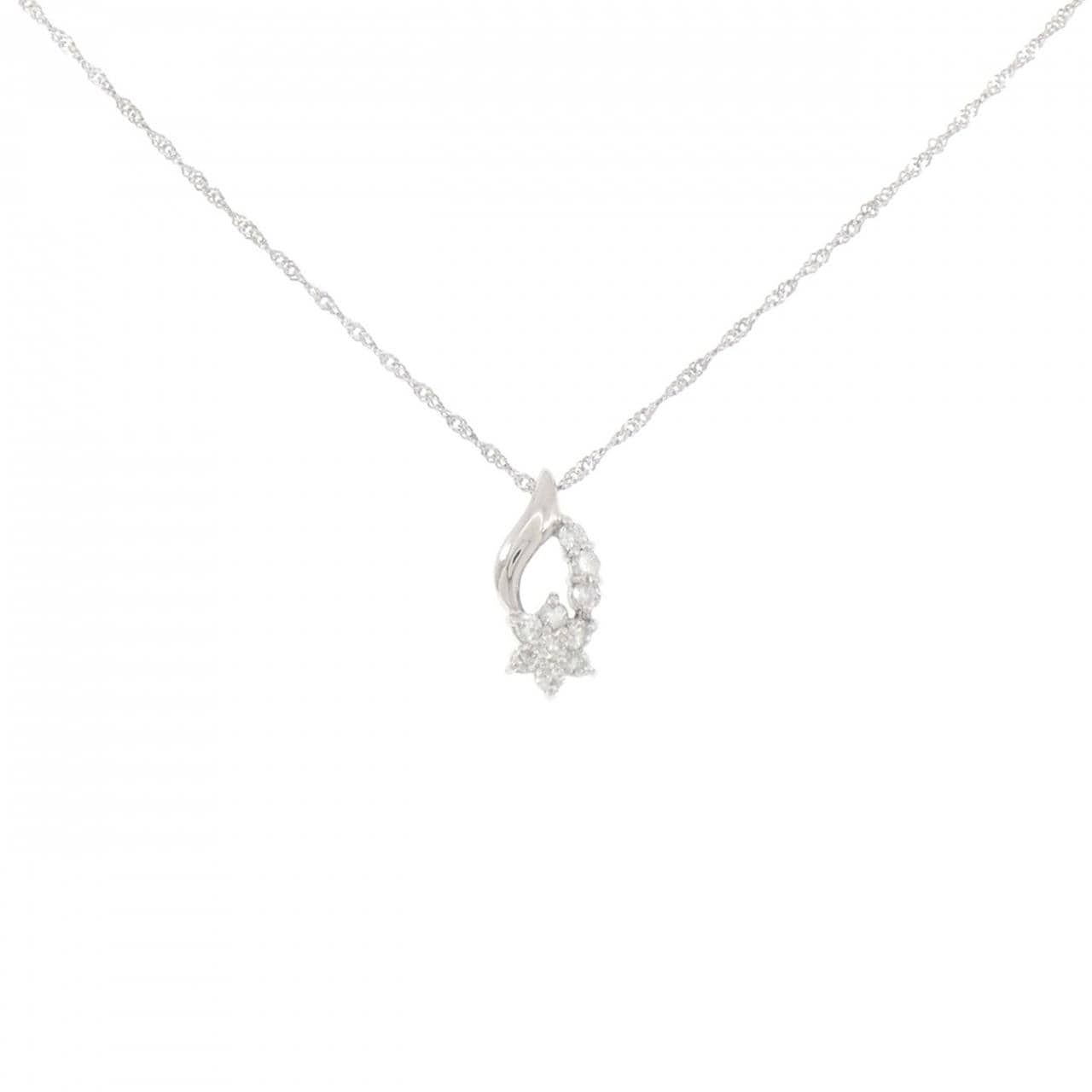 PT900/PT850 フラワー ダイヤモンド ネックレス 0.20CT