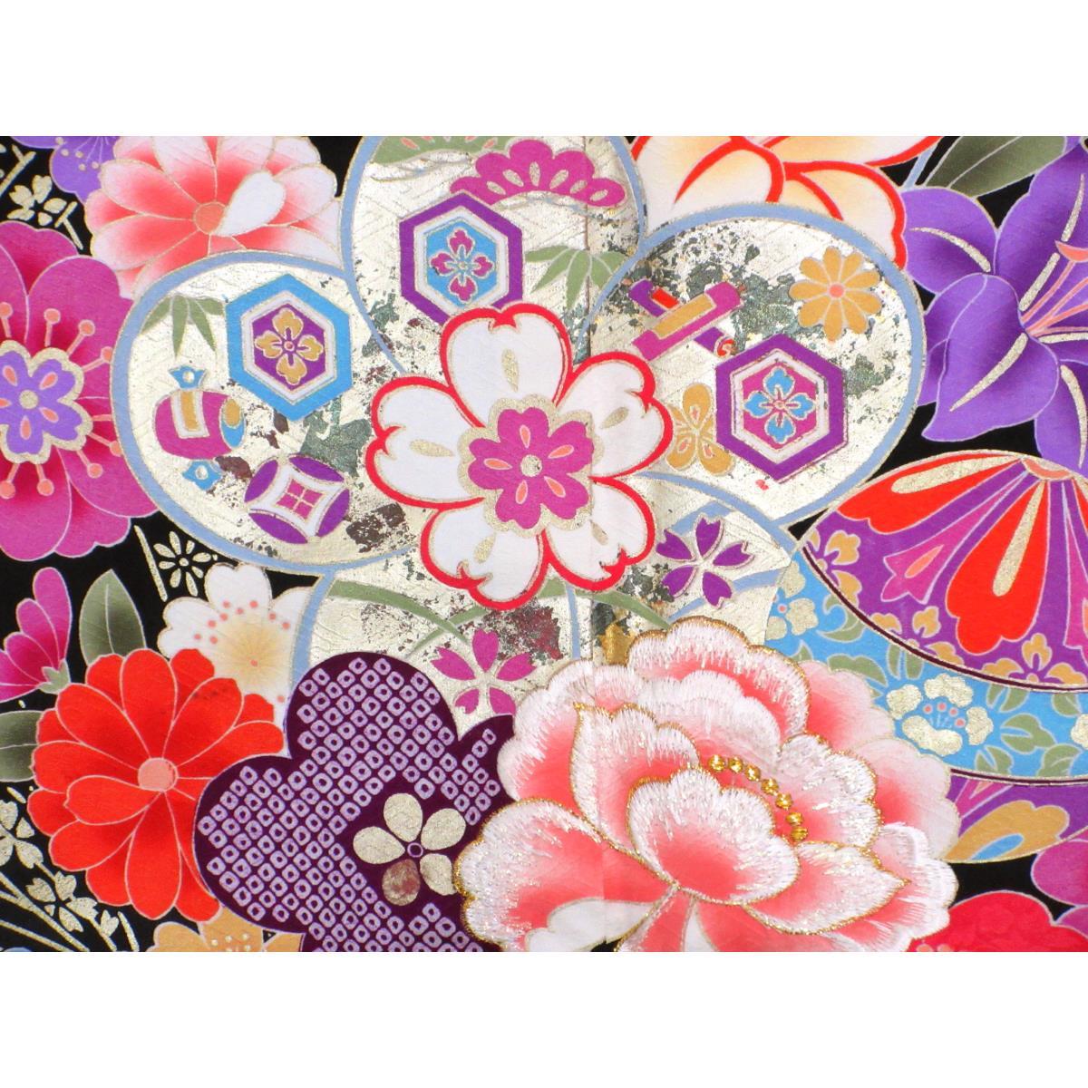 振袖　友禅金彩加工　刺繍入りボカシ染
