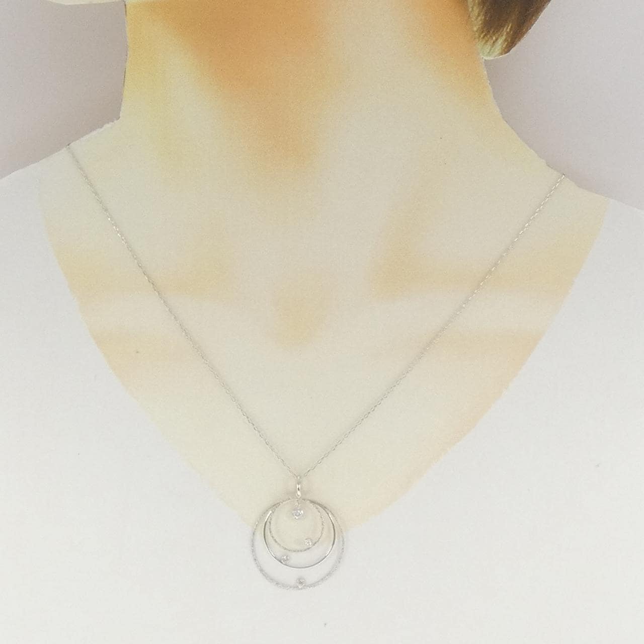 K18WG ダイヤモンド ネックレス 0.12CT