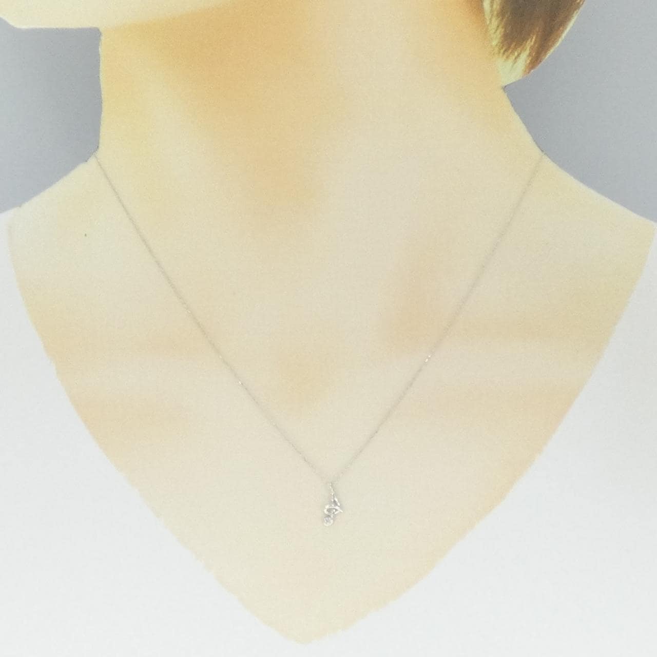 K10WG イニシャルA ダイヤモンド ネックレス 0.01CT