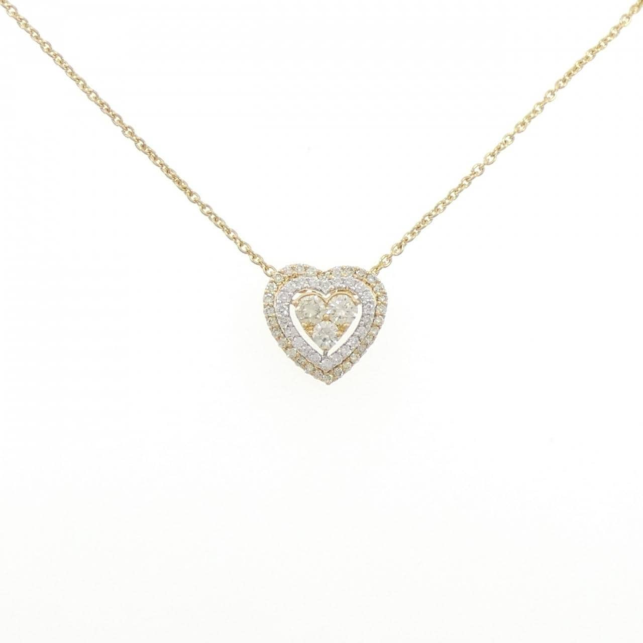 18KYG/18KWG/K18YG ハート ダイヤモンド ネックレス 1.07CT