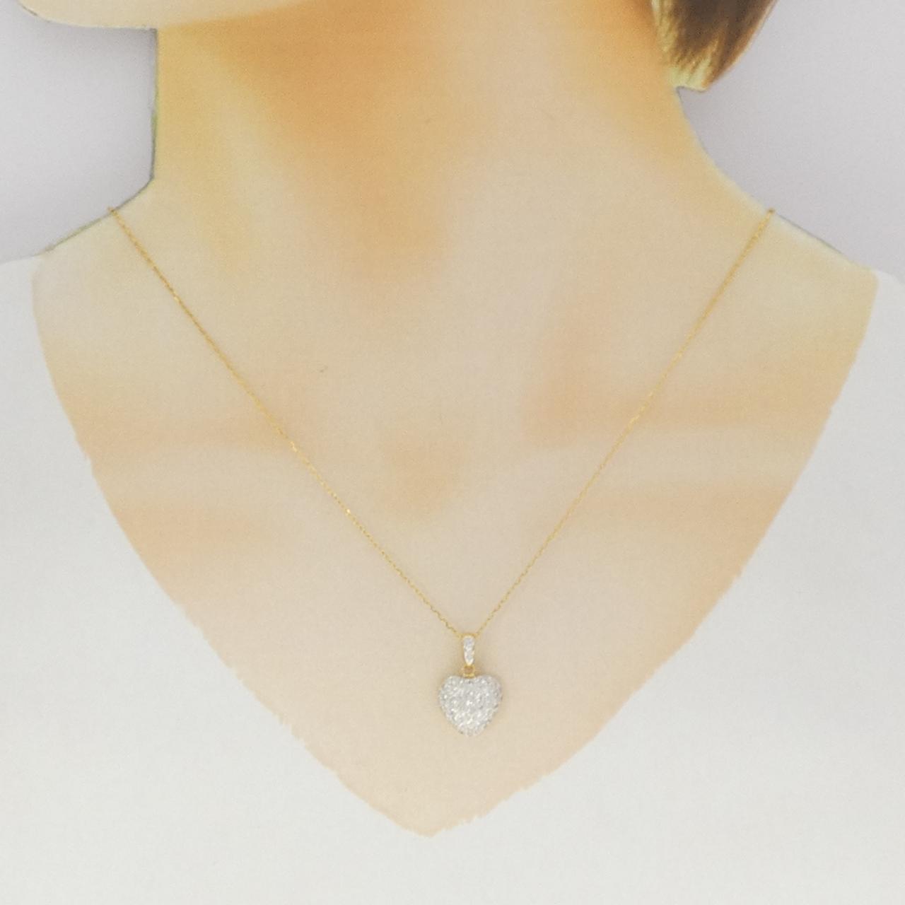 K18YG/K18WG密鑲心形鑽石項鍊 0.73克拉