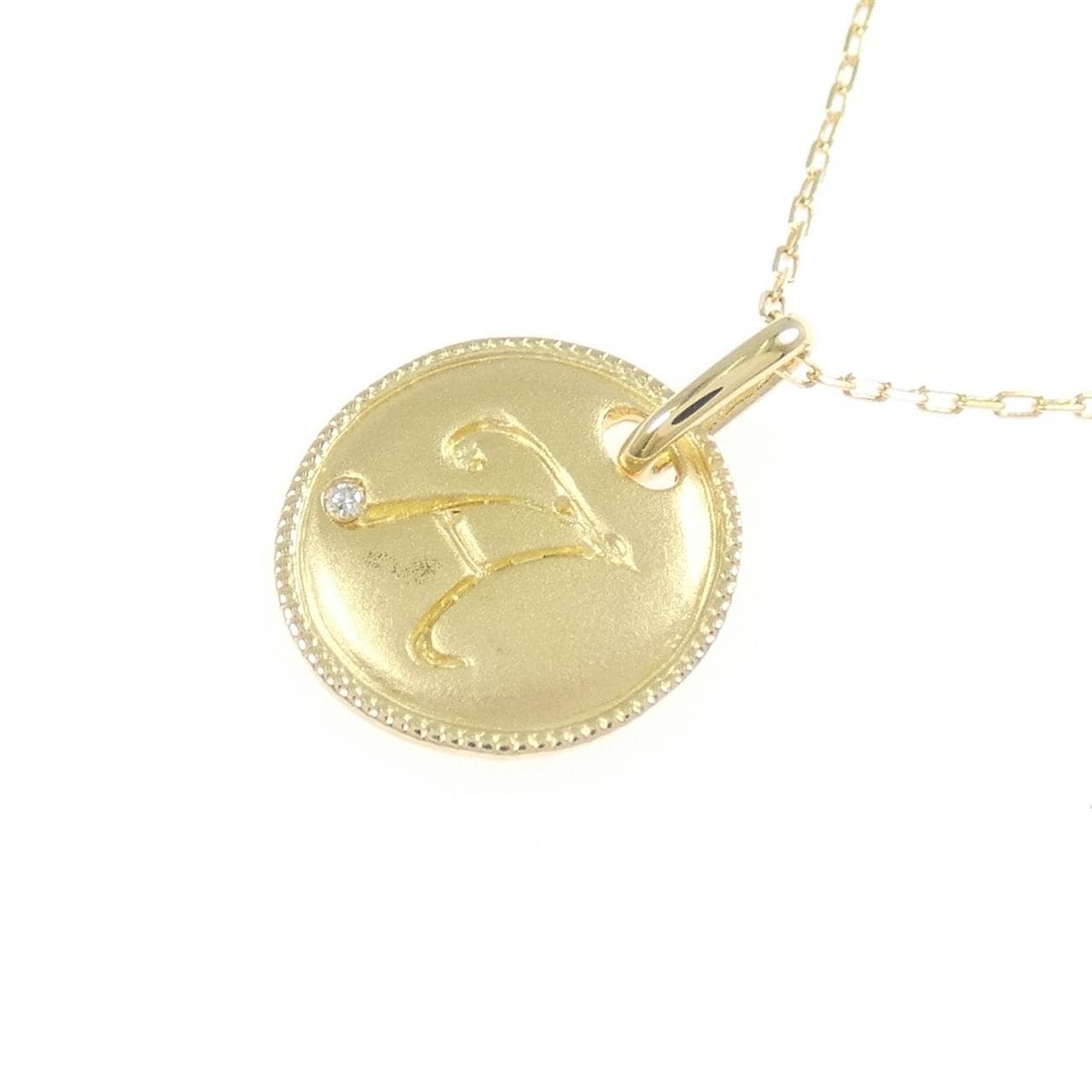 K18YG イニシャルA ダイヤモンド ネックレス 0.006CT