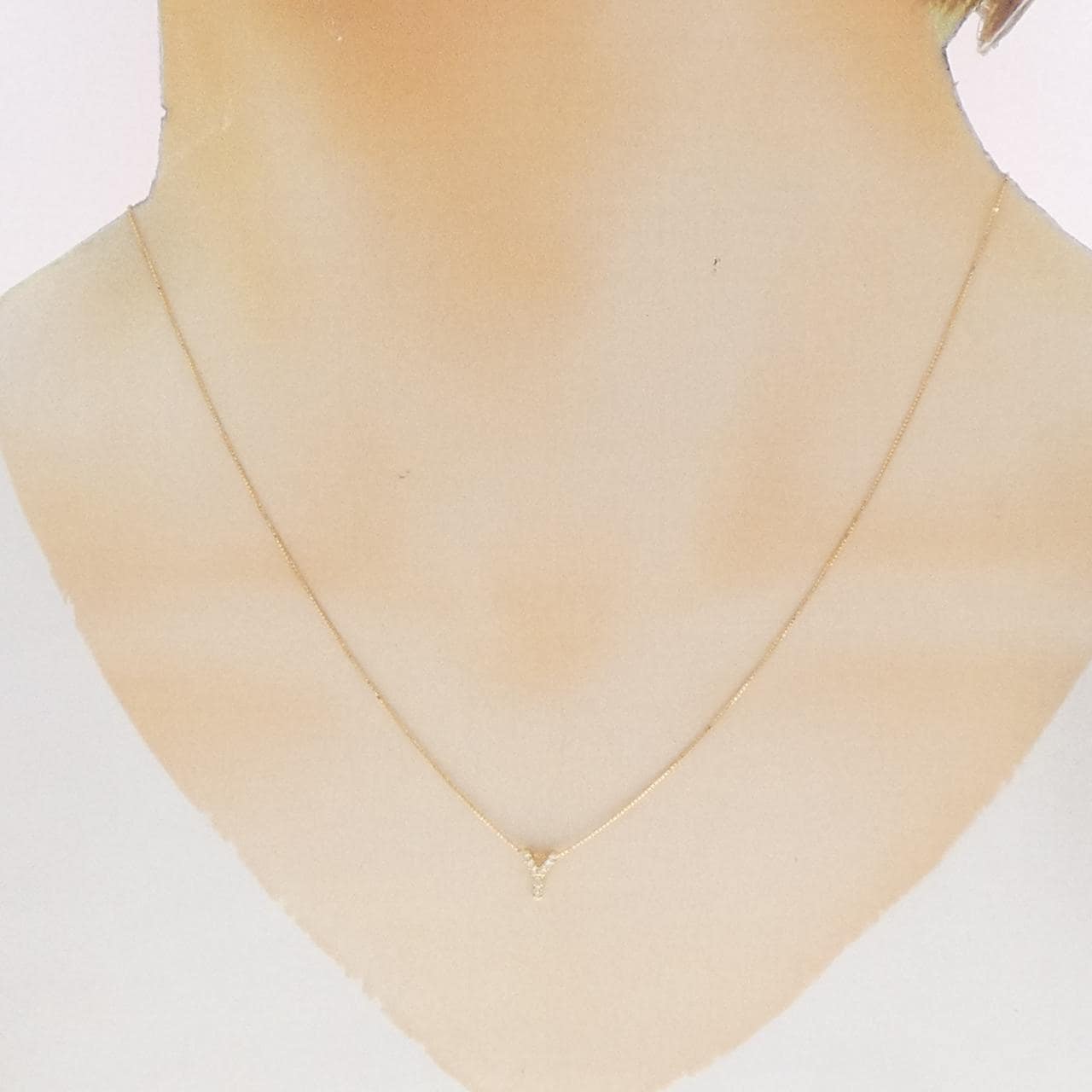 K18YG イニシャルY ダイヤモンド ネックレス 0.04CT