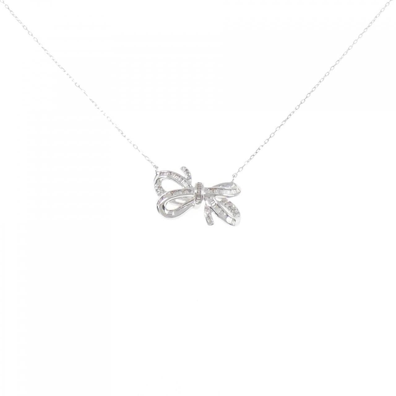 K18WG ribbon Diamond necklace 0.35CT
