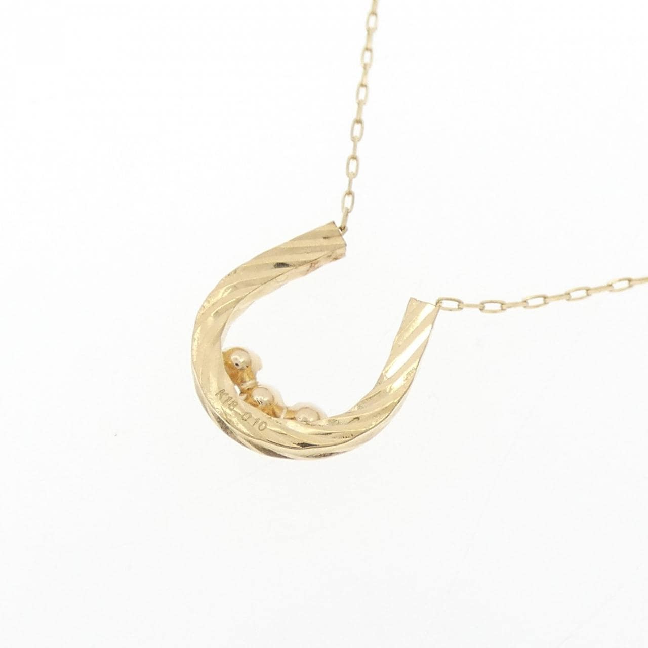 K18YG ホースシュー ダイヤモンド ネックレス 0.10CT