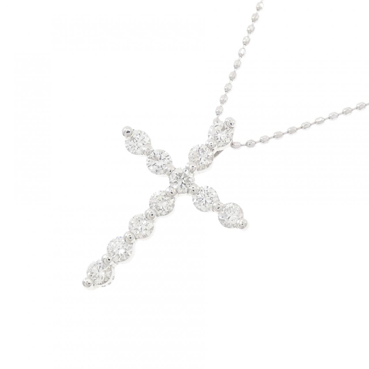 K18WG クロス ダイヤモンド ネックレス 0.50CT