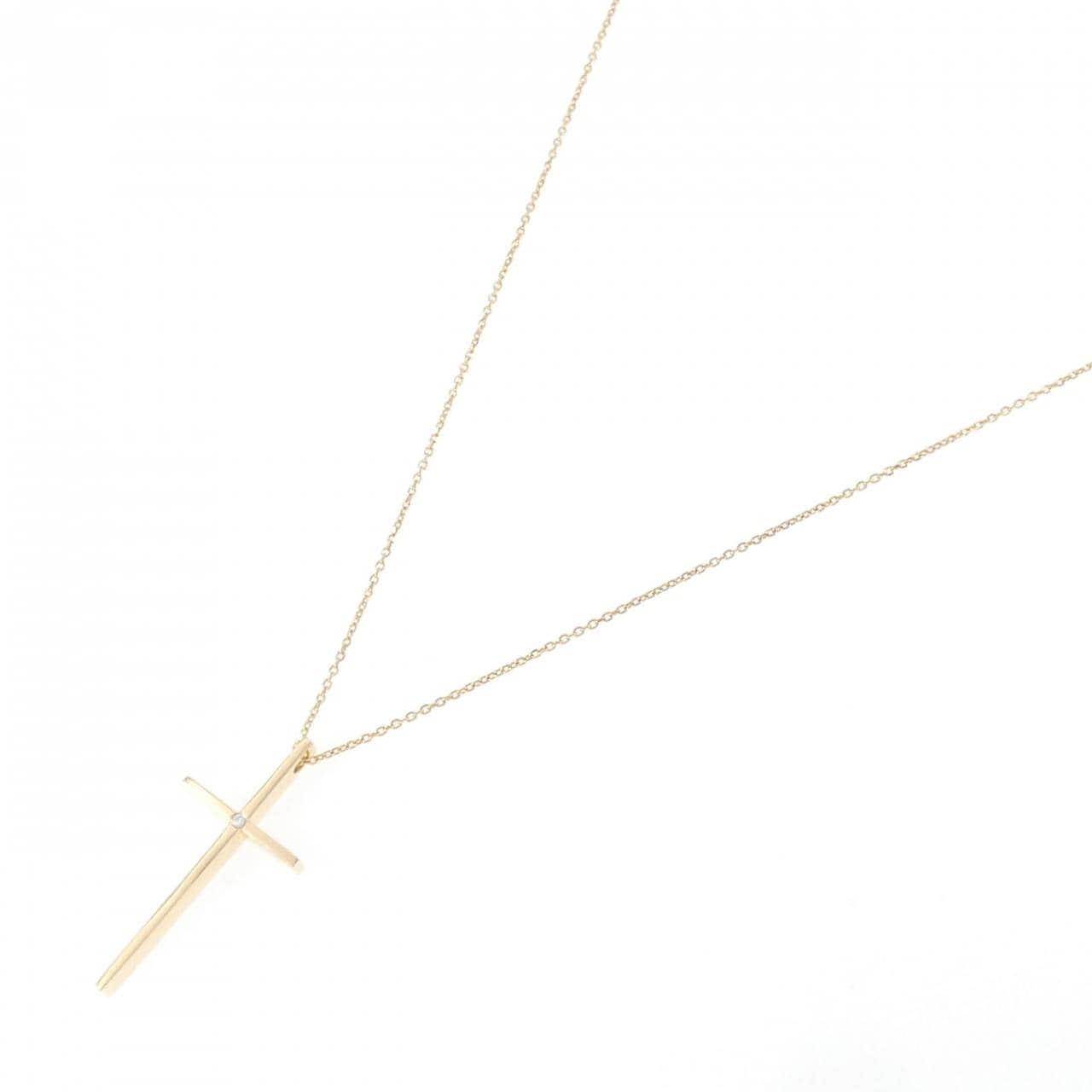 K18YG クロス ダイヤモンド ネックレス 0.01CT