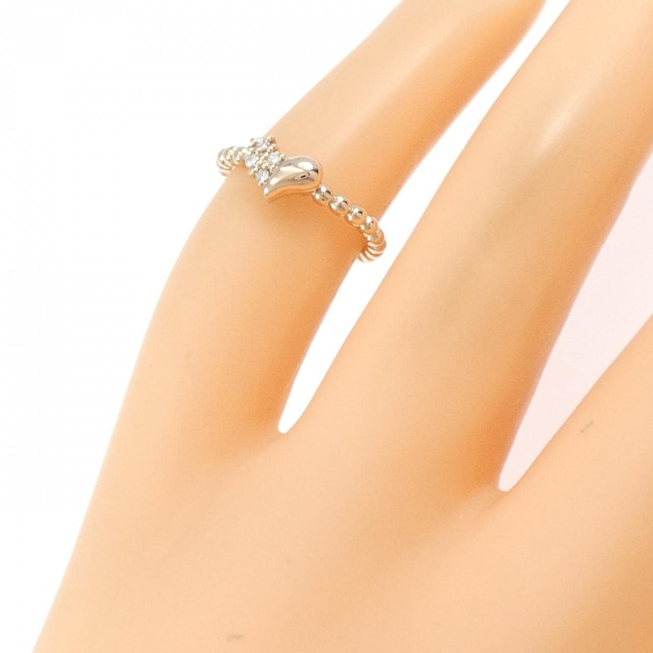 K10PG ハート ダイヤモンド ピンキーリング 0.03CT