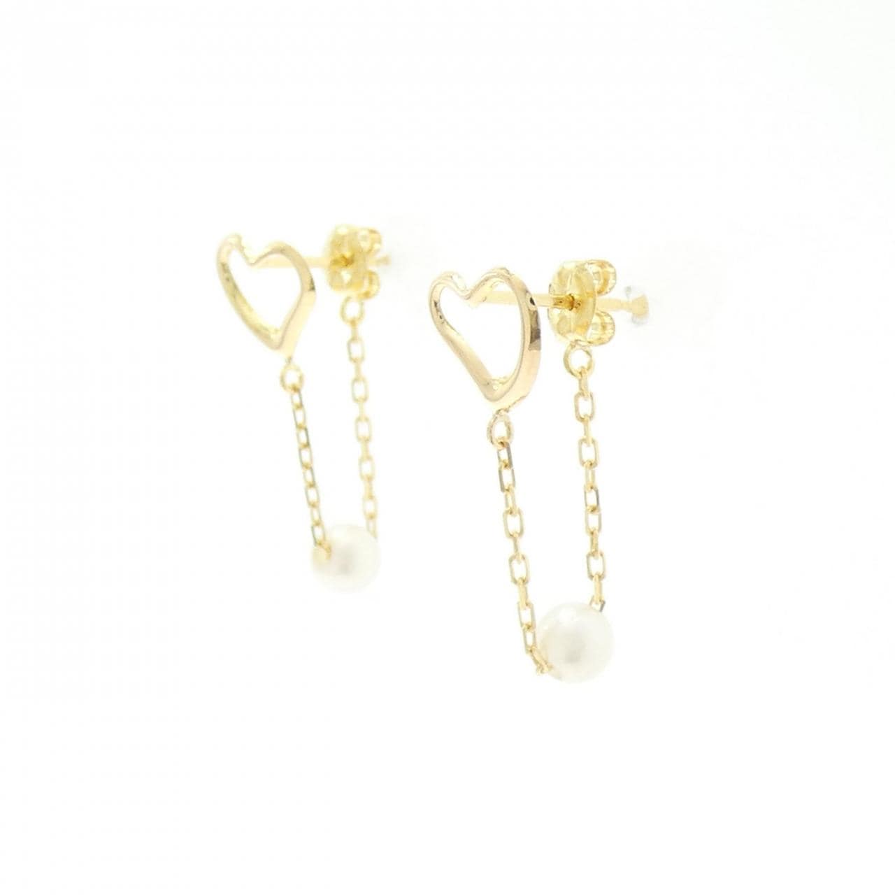 K18YG ハート アコヤパール ピアス 3.7mm