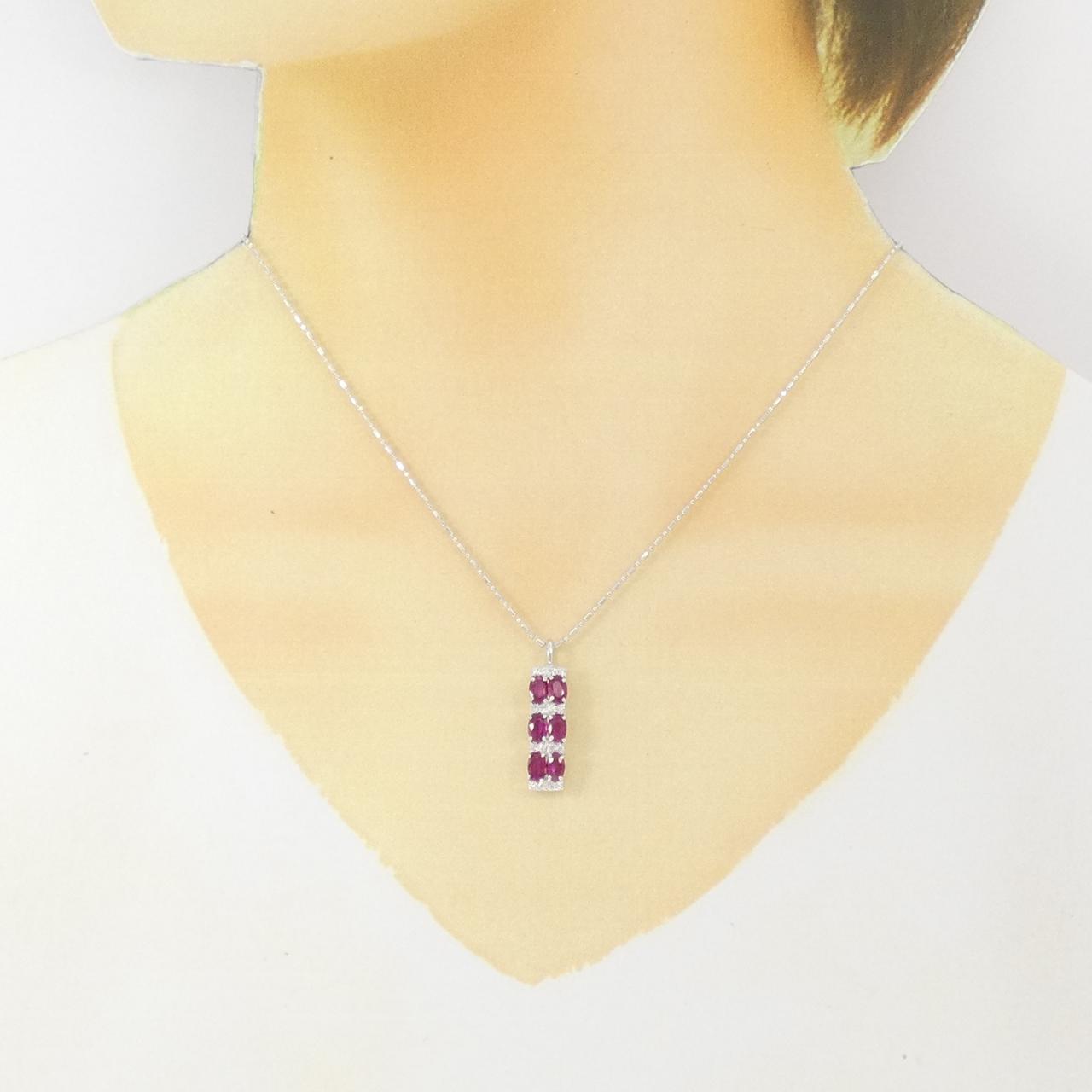 K18WG ルビー ネックレス 1.73CT