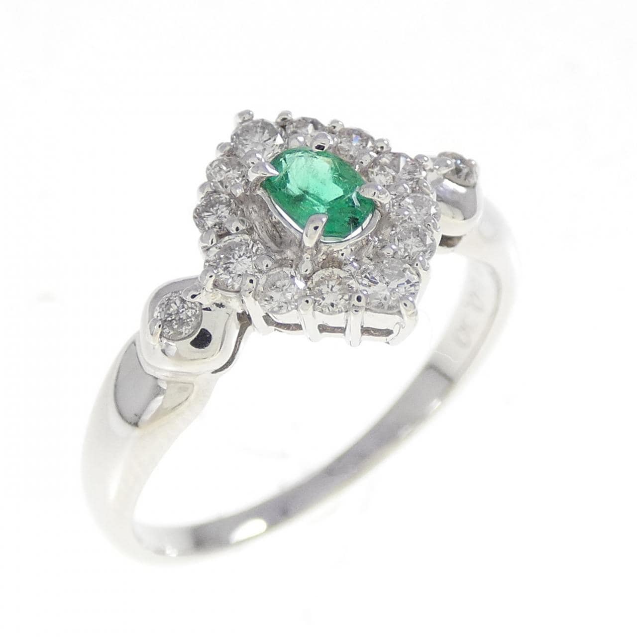 K18WG エメラルド リング 0.18CT