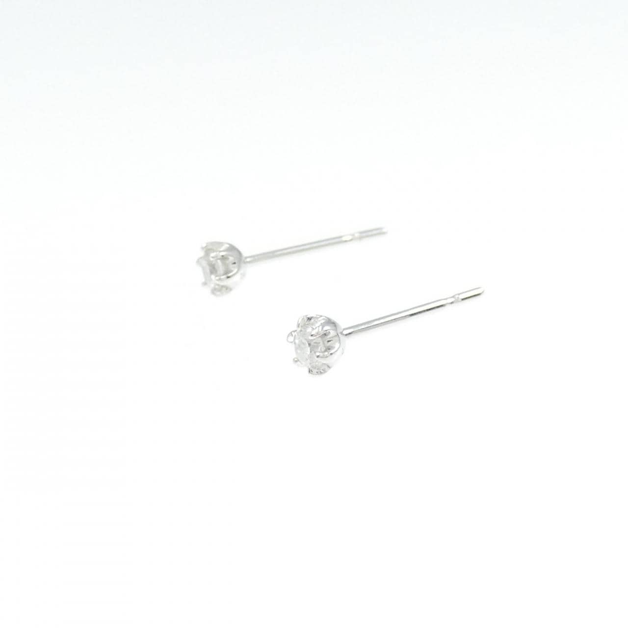 K14WG ソリティア ダイヤモンド ピアス 0.10CT