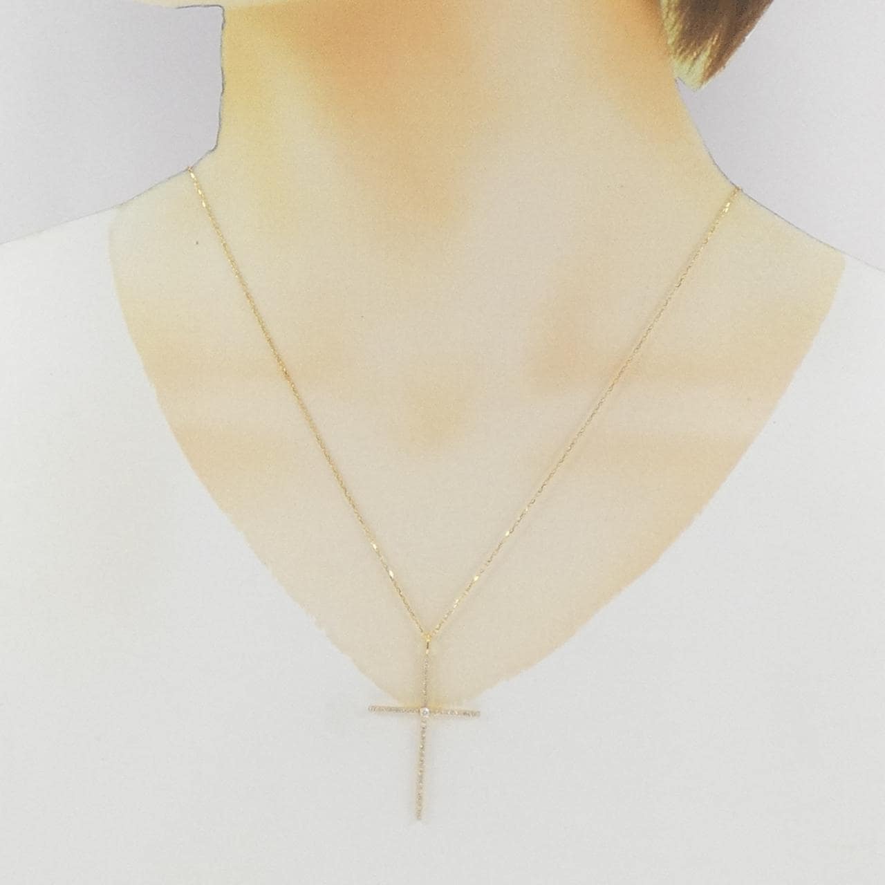 K18YG クロス ダイヤモンド ネックレス 0.35CT