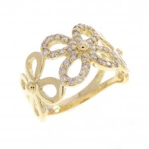 K18YG フラワー ダイヤモンド リング 0.18CT
