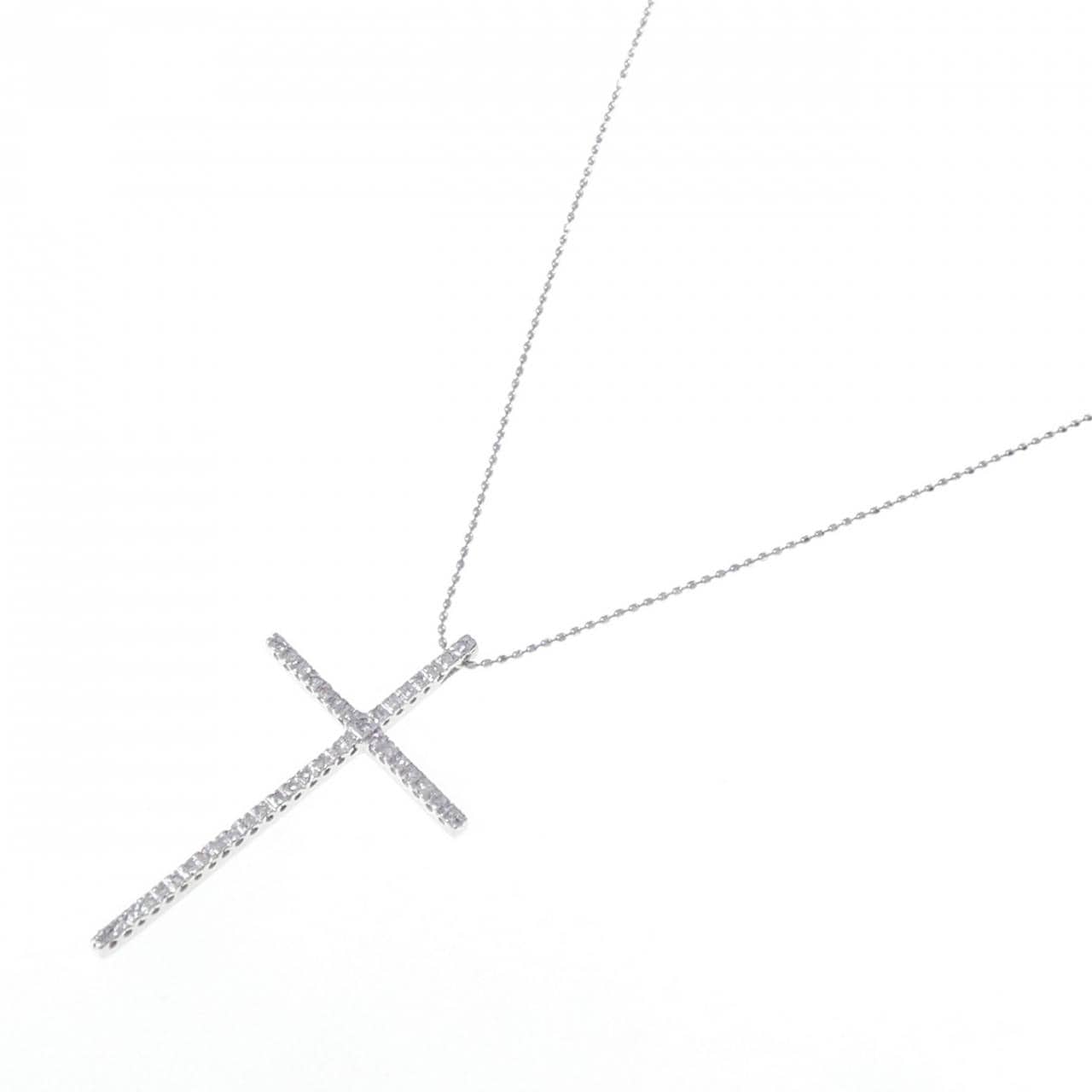 K14WG クロス ダイヤモンド ネックレス 0.20CT