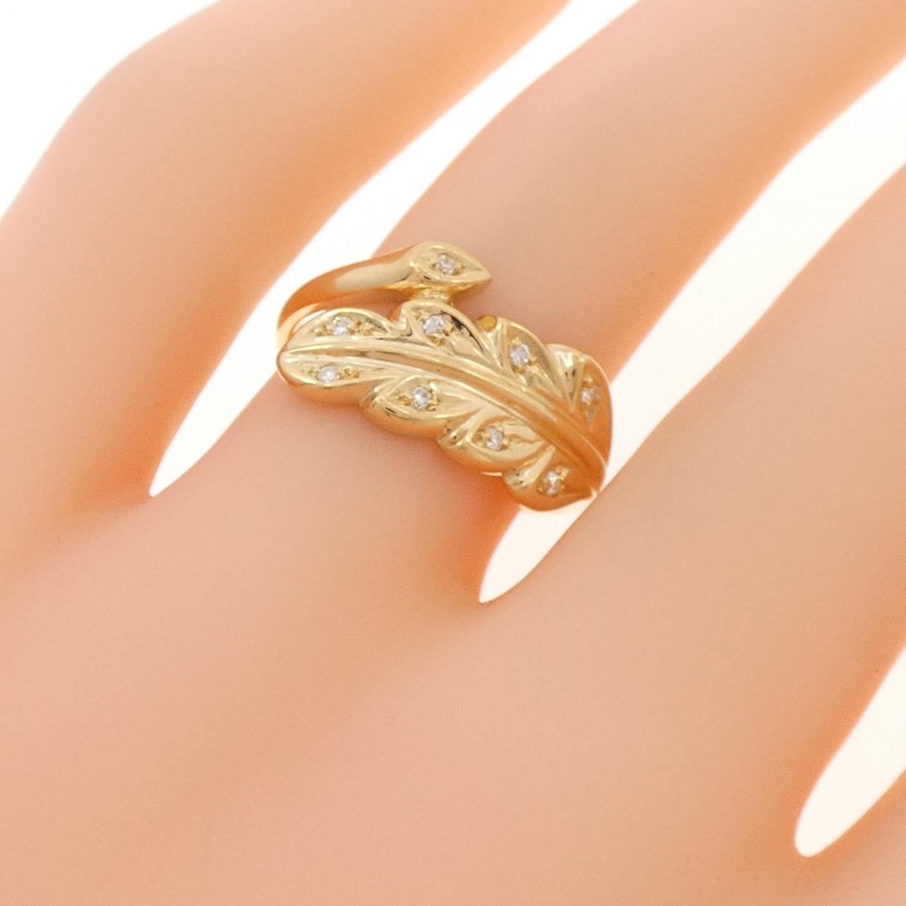 K18YG リーフ ダイヤモンド リング 0.06CT