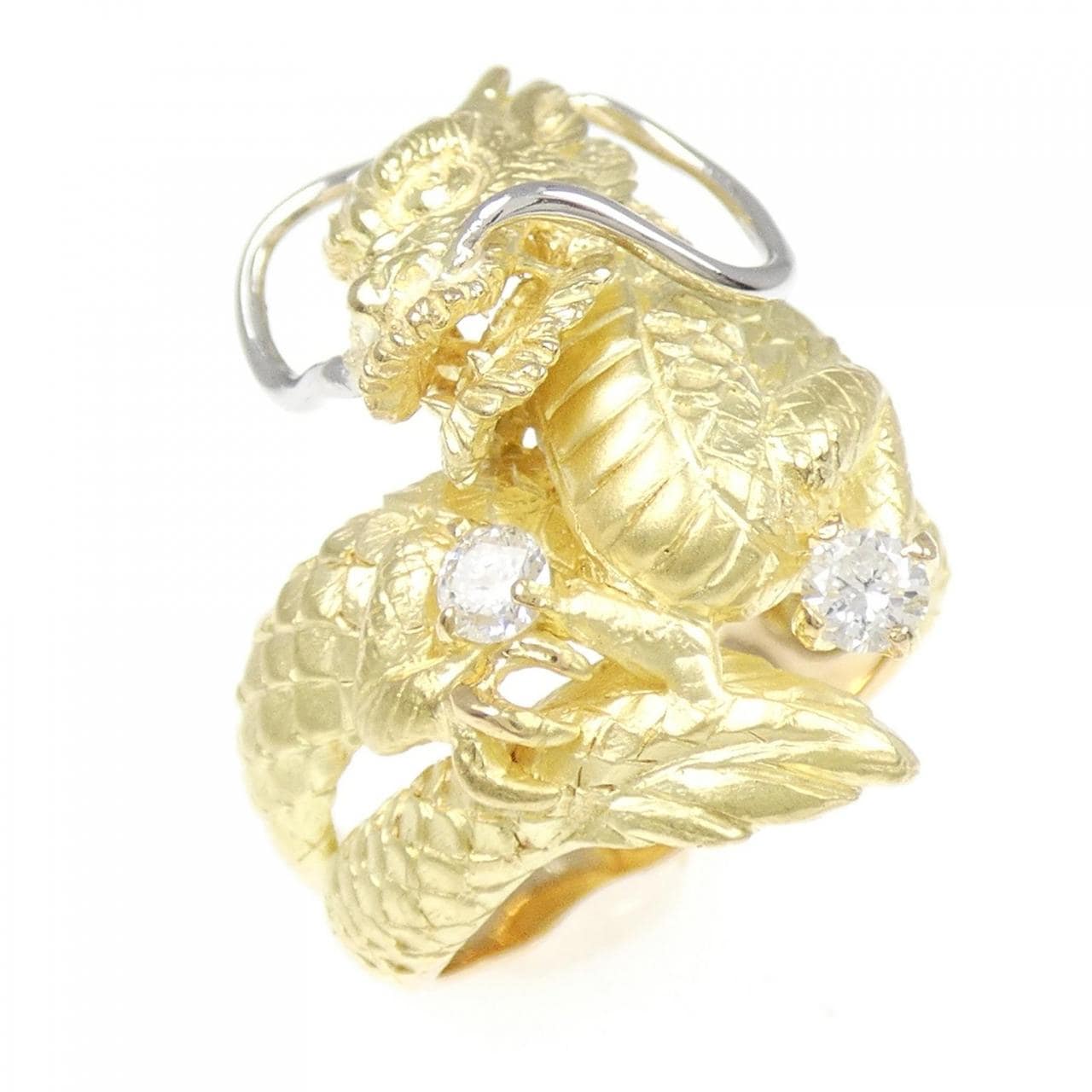K18YG/PT 龍鑽石指 0.20CT
