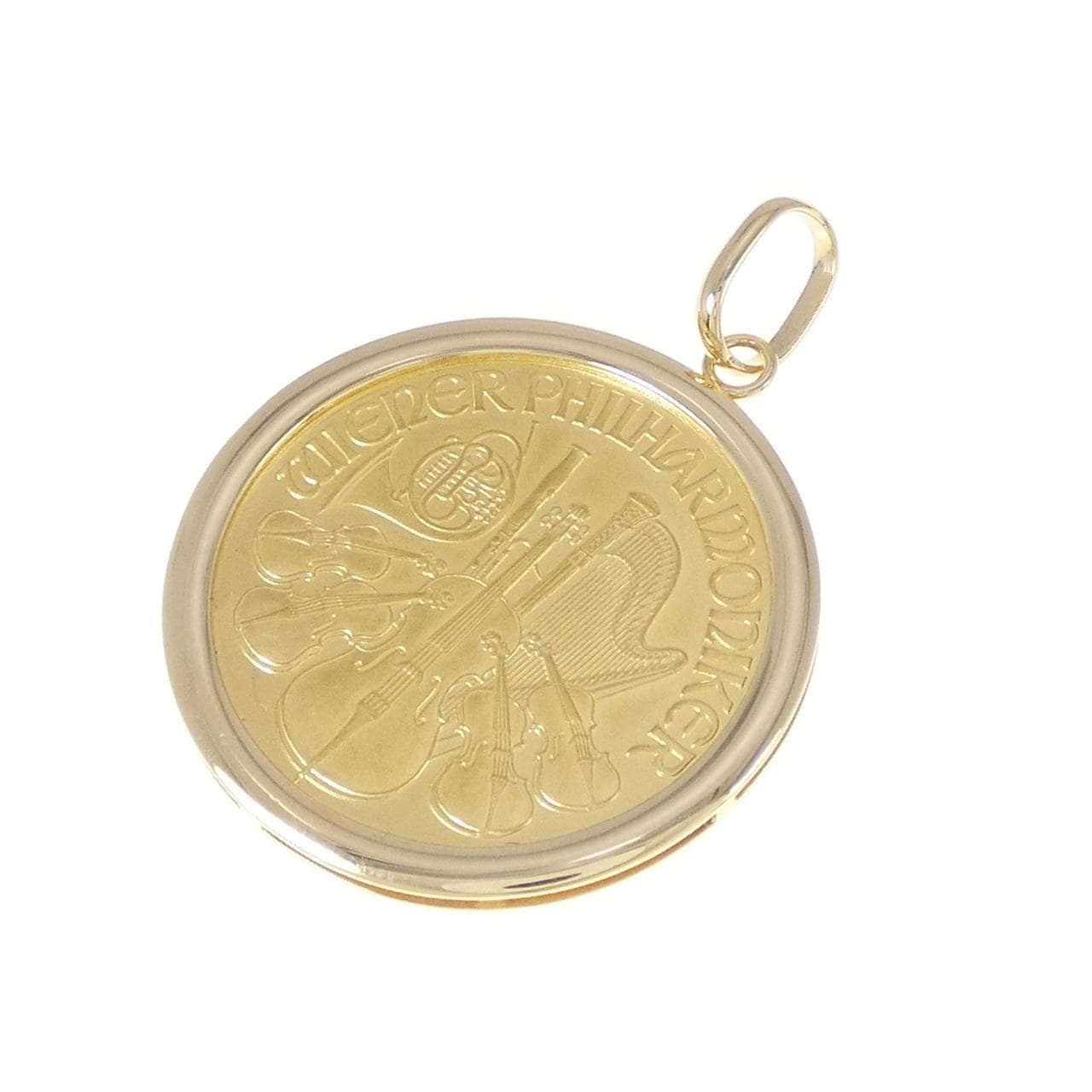 K18YG frame coin pendant