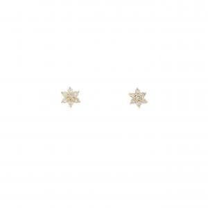 K14YG フラワー ダイヤモンド ピアス 0.10CT