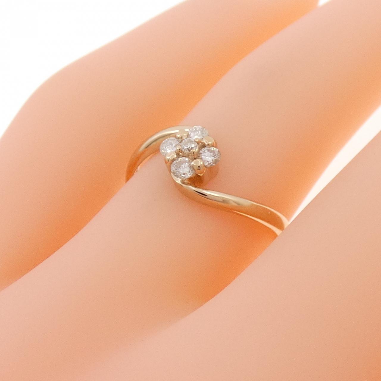 K18PG フラワー ダイヤモンド リング 0.17CT