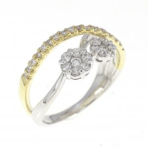 K18WG/K18YG フラワー ダイヤモンド リング 0.40CT