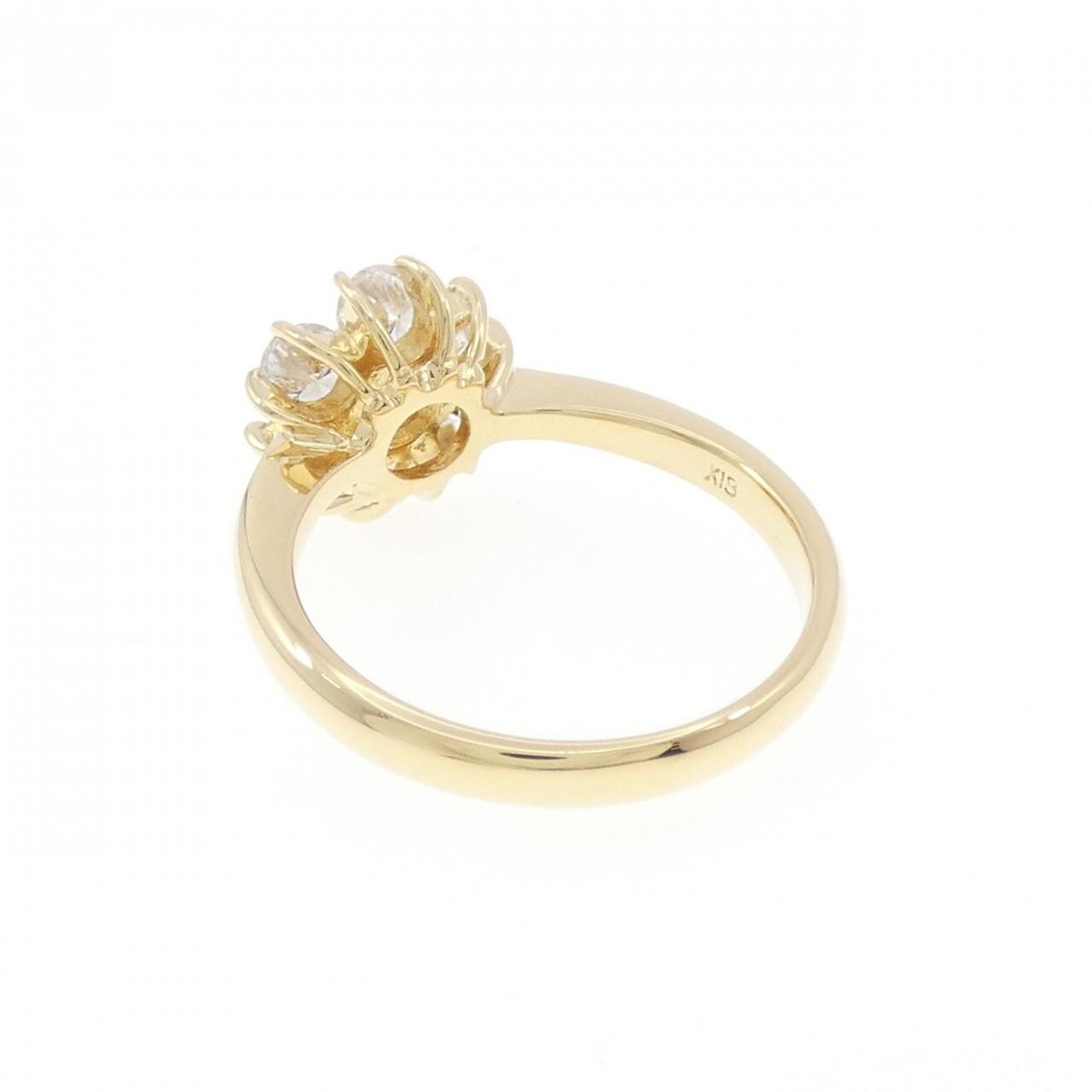 K18YG フラワー ダイヤモンド リング 0.74CT