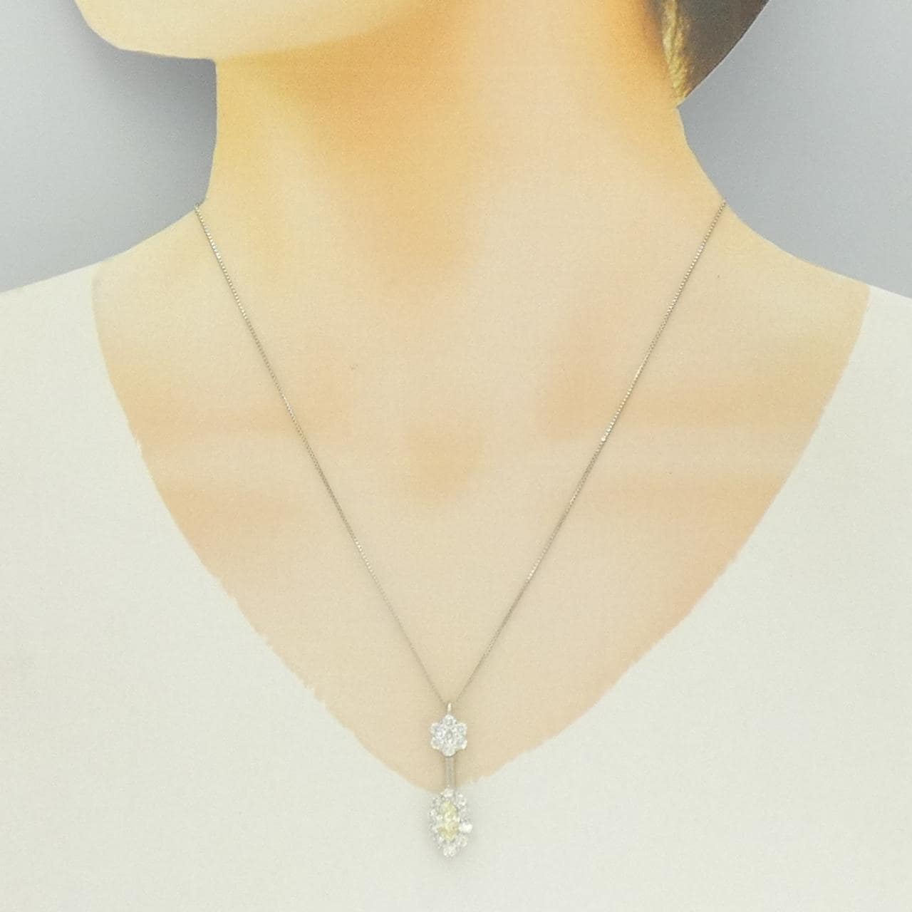 PT900/PT850 ダイヤモンド ネックレス 0.780CT LY VS2 マーキスカット