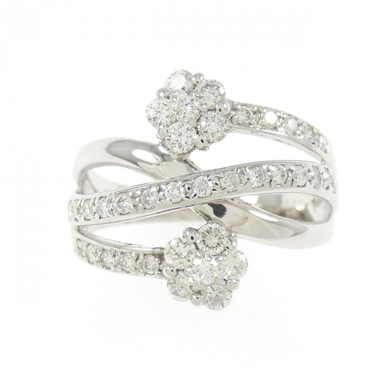 K18WG フラワー ダイヤモンド リング 0.52CT