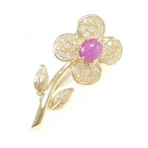 ポンテヴェキオ フラワー ルビー ブローチ 0.68CT