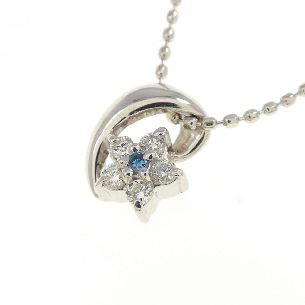 PT900/PT850 フラワー ダイヤモンド ネックレス 0.08CT