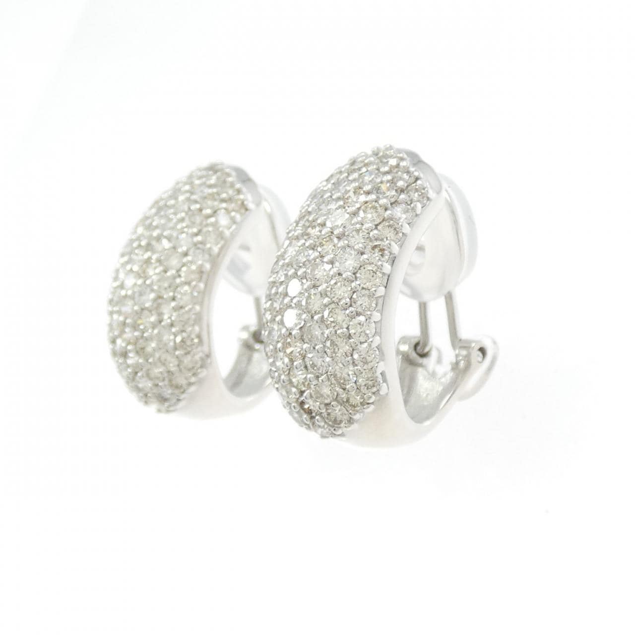 K18WG パヴェ ダイヤモンド ピアス 3.00CT