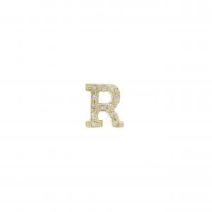 K18YG イニシャルR ダイヤモンド ピアス 0.06CT 片耳