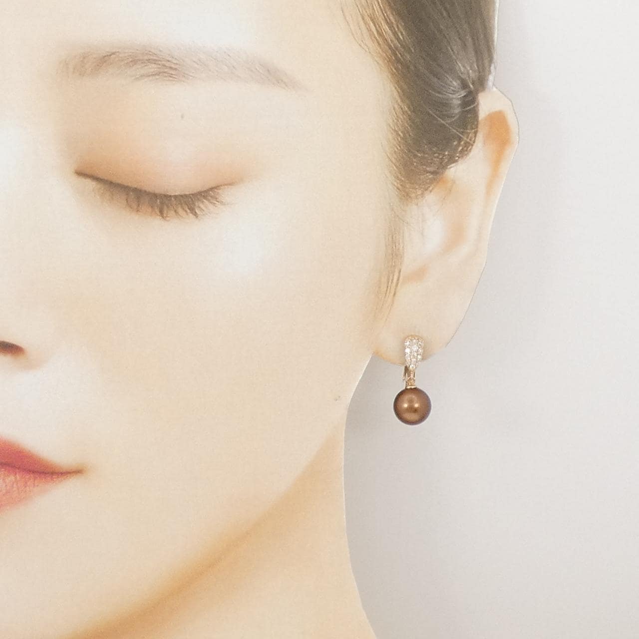 K18PG 黒蝶パール イヤリング 9.2mm