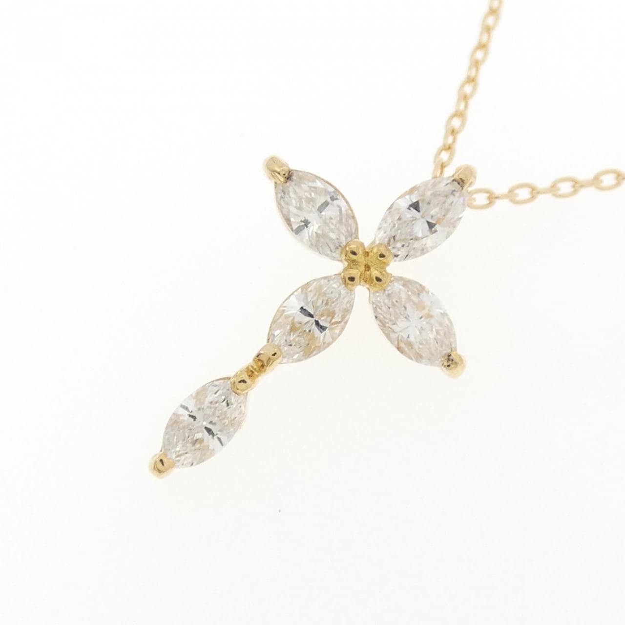 K18YG クロス ダイヤモンド ネックレス 0.39CT