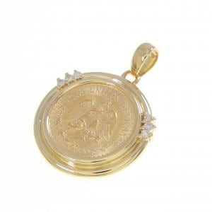 18KYG(枠) ダイヤモンド コイン ペンダント 0.057CT